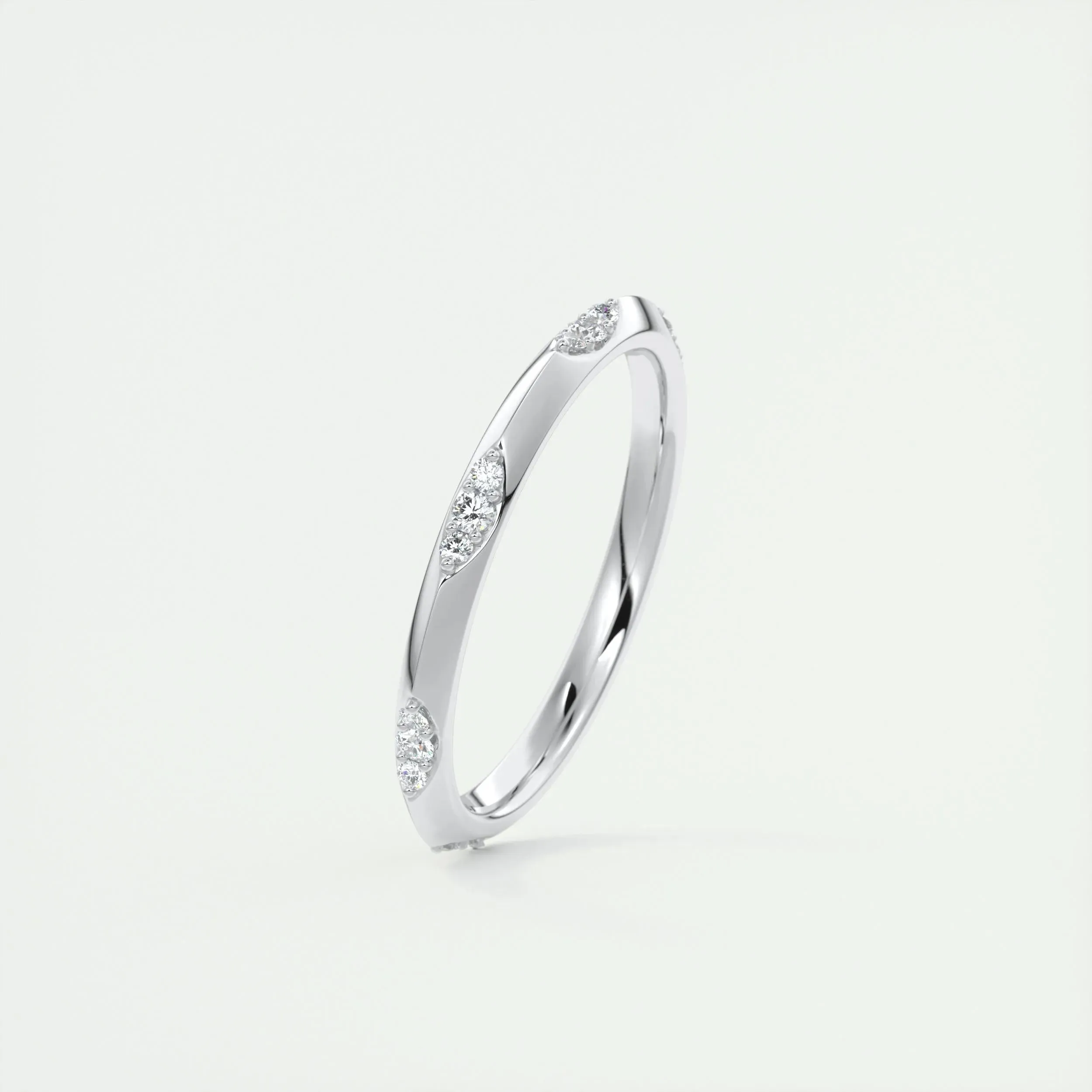 0.09 Round Cut Flush Moissanite Bridal Wedding Band