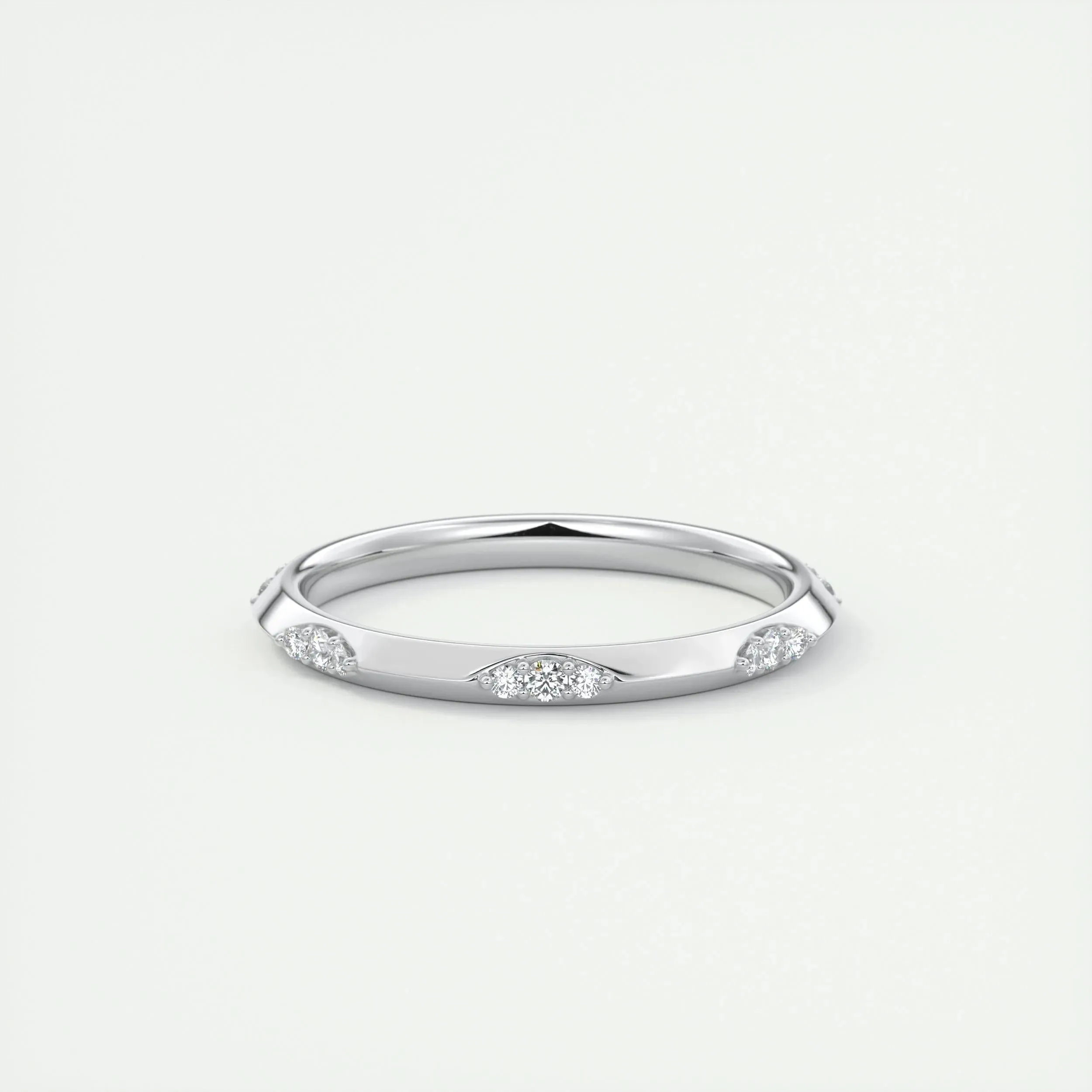 0.09 Round Cut Flush Moissanite Bridal Wedding Band