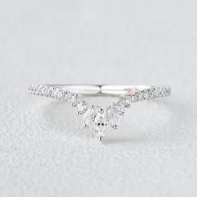 0.36 CT Marquise And Round Moissanite Wedding Band