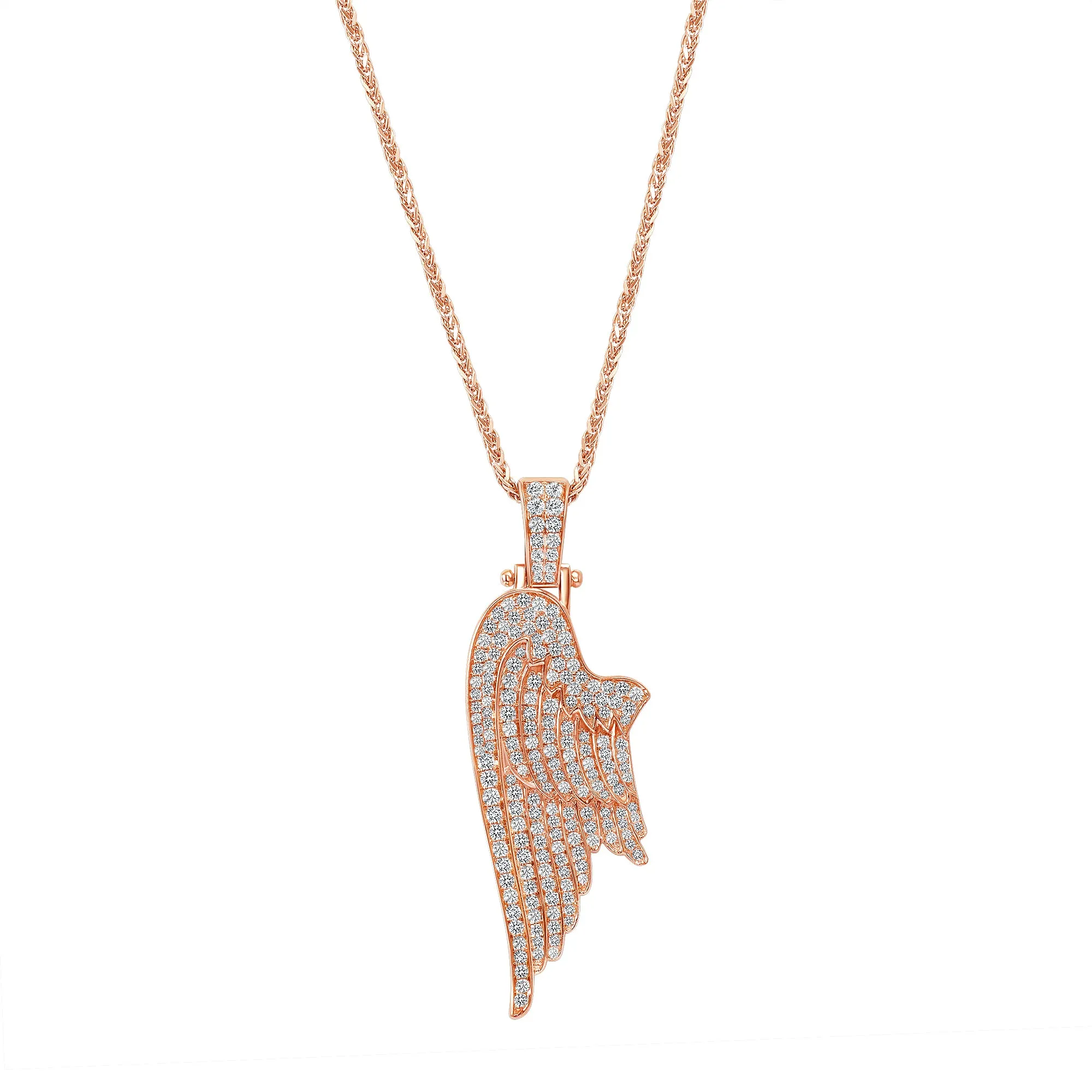 14K Gold Diamond Wing Pendant