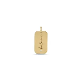 14k Large balance Square Edge Dog Tag Charm Pendant