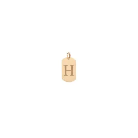 14k Small Engraved Initial Dog Tag Charm Pendant