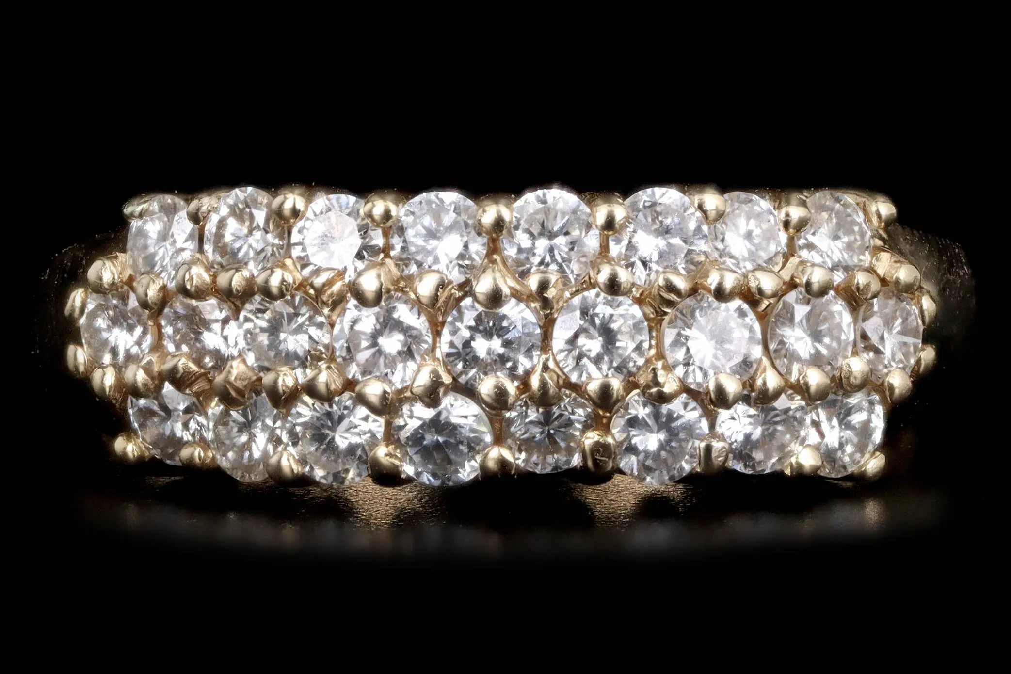 14K Yellow Gold 0.75 Carat Total Weight Round Brilliant Diamond Pave Band