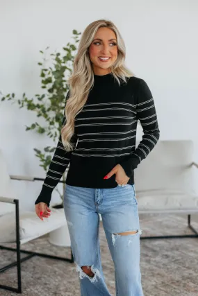 Alix Striped Sweater - Black