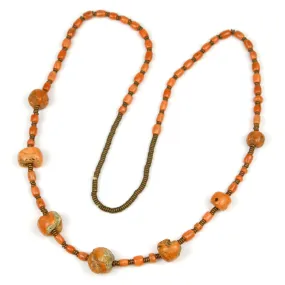 Antique Coral Beads with Copper Spacer Beads Necklace