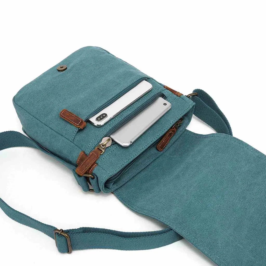 Canvas Shoulder Bag with 7 Pockets