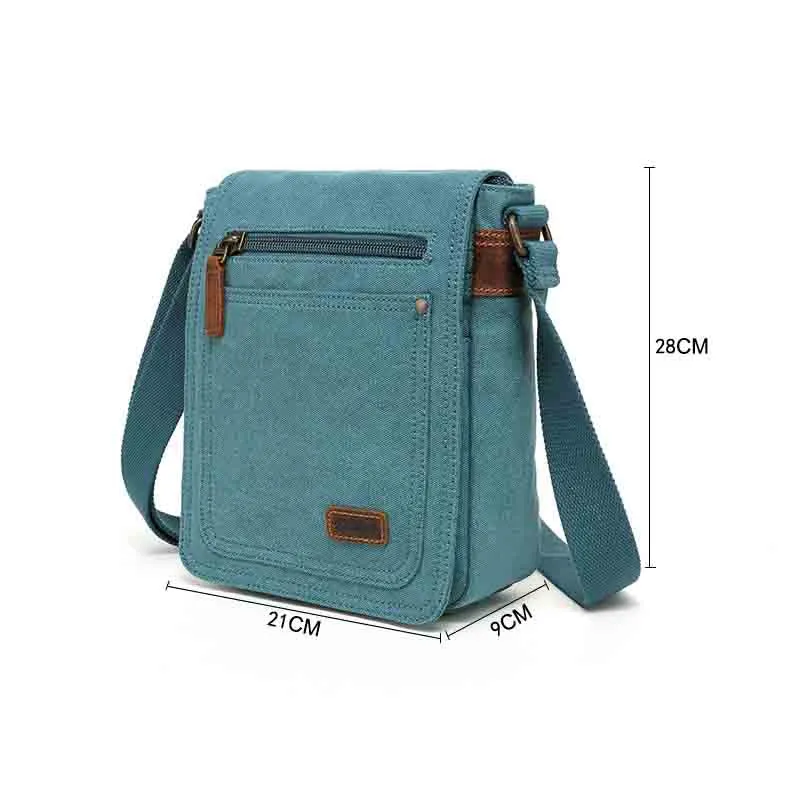 Canvas Shoulder Bag with 7 Pockets