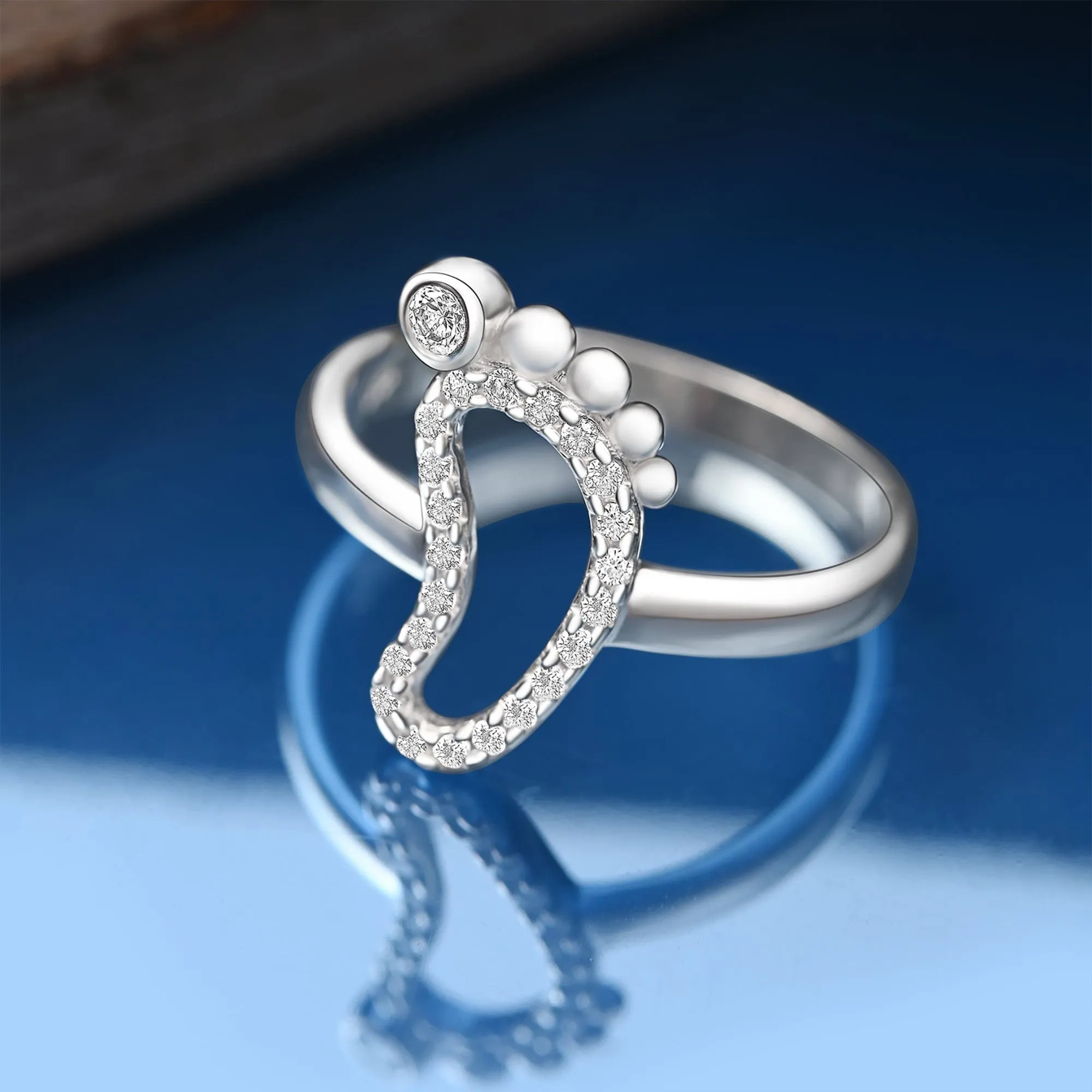 CZ Baby Feet Ring Sterling Silver