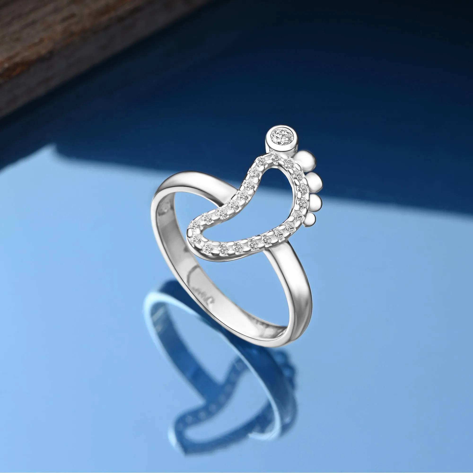 CZ Baby Feet Ring Sterling Silver