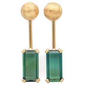 Estate 18K Yellow Gold 2.98 TCW Green Tourmaline Drop Jacket Earrings