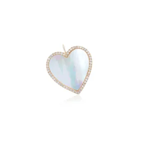 Large Mother of Pearl Diamond Heart Charm