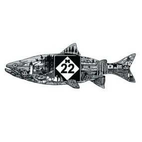 M22 FISH LINE ART STICKER