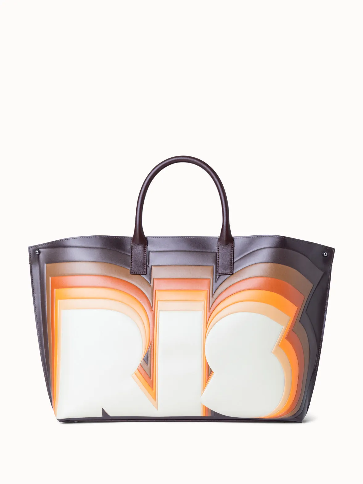 Medium Ai Henkeltasche aus Leder mit Superimposed Letters Druck