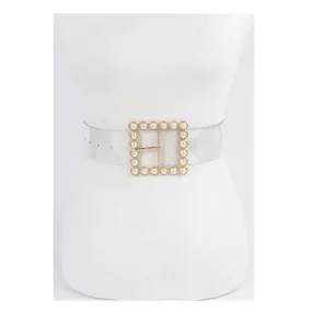 More Pearls Please Pearl Beaded Square Belt