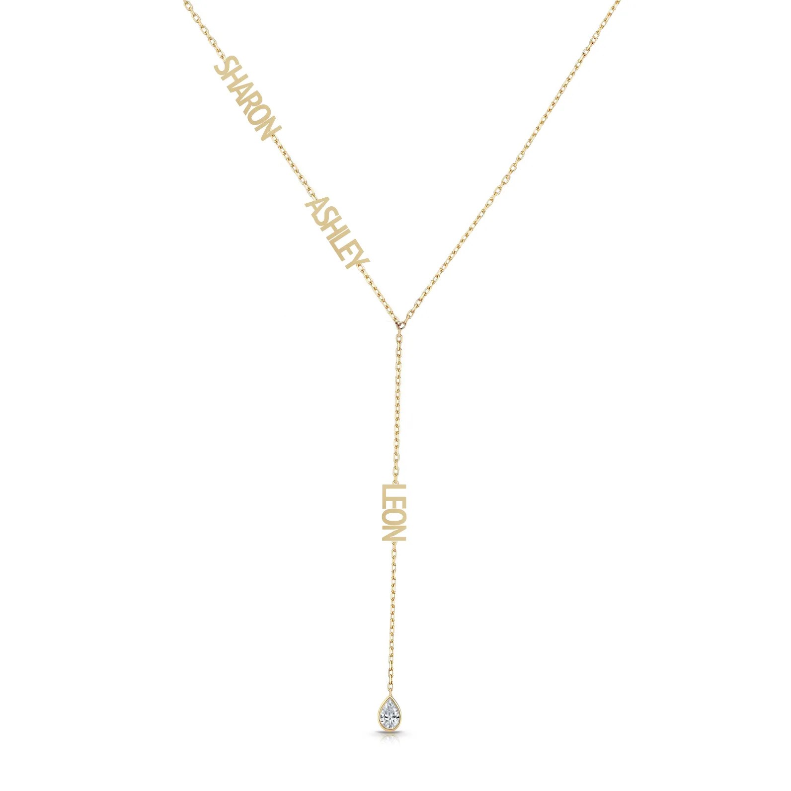 Multiple Names Lariat Necklace with Drop Charm