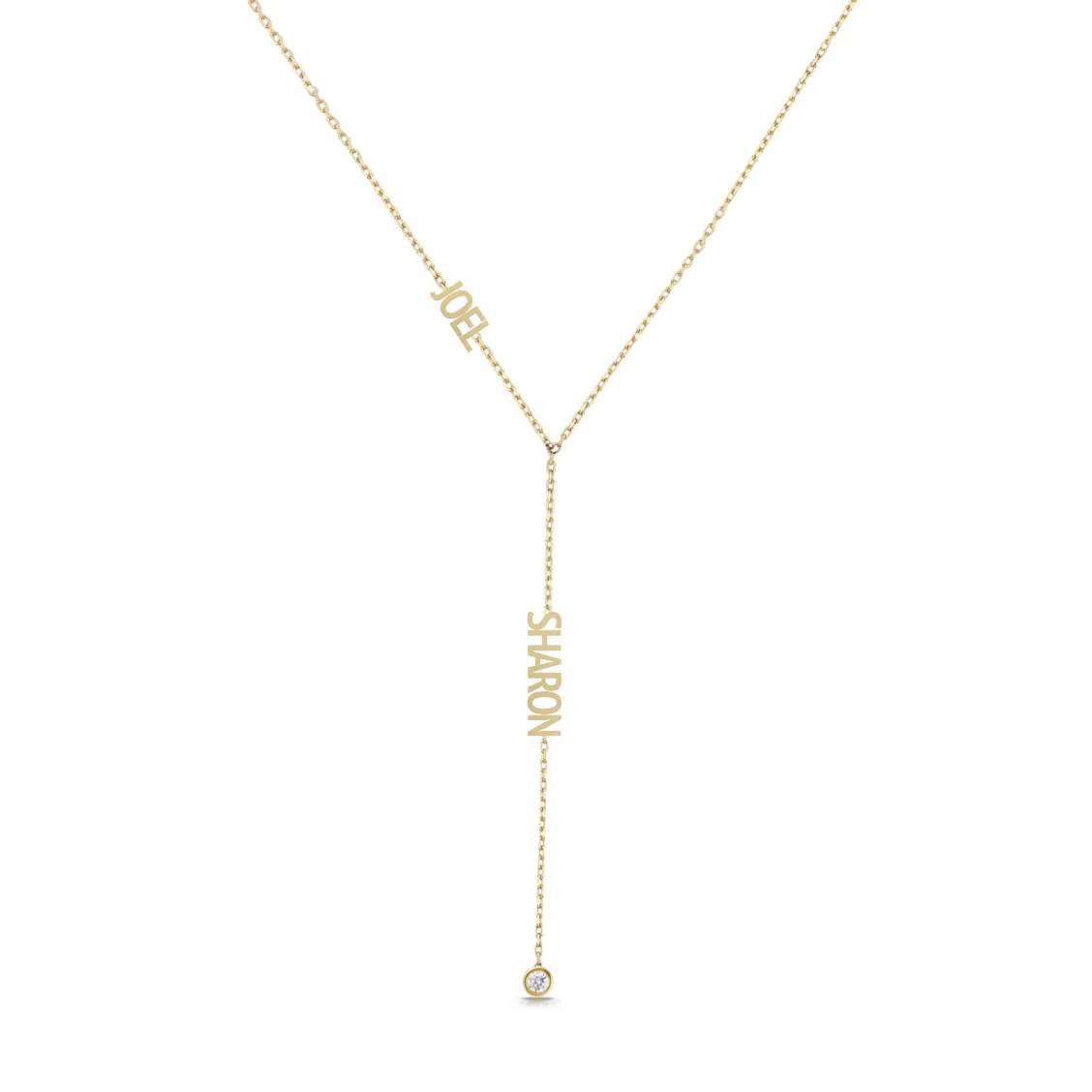 Multiple Names Lariat Necklace with Drop Charm