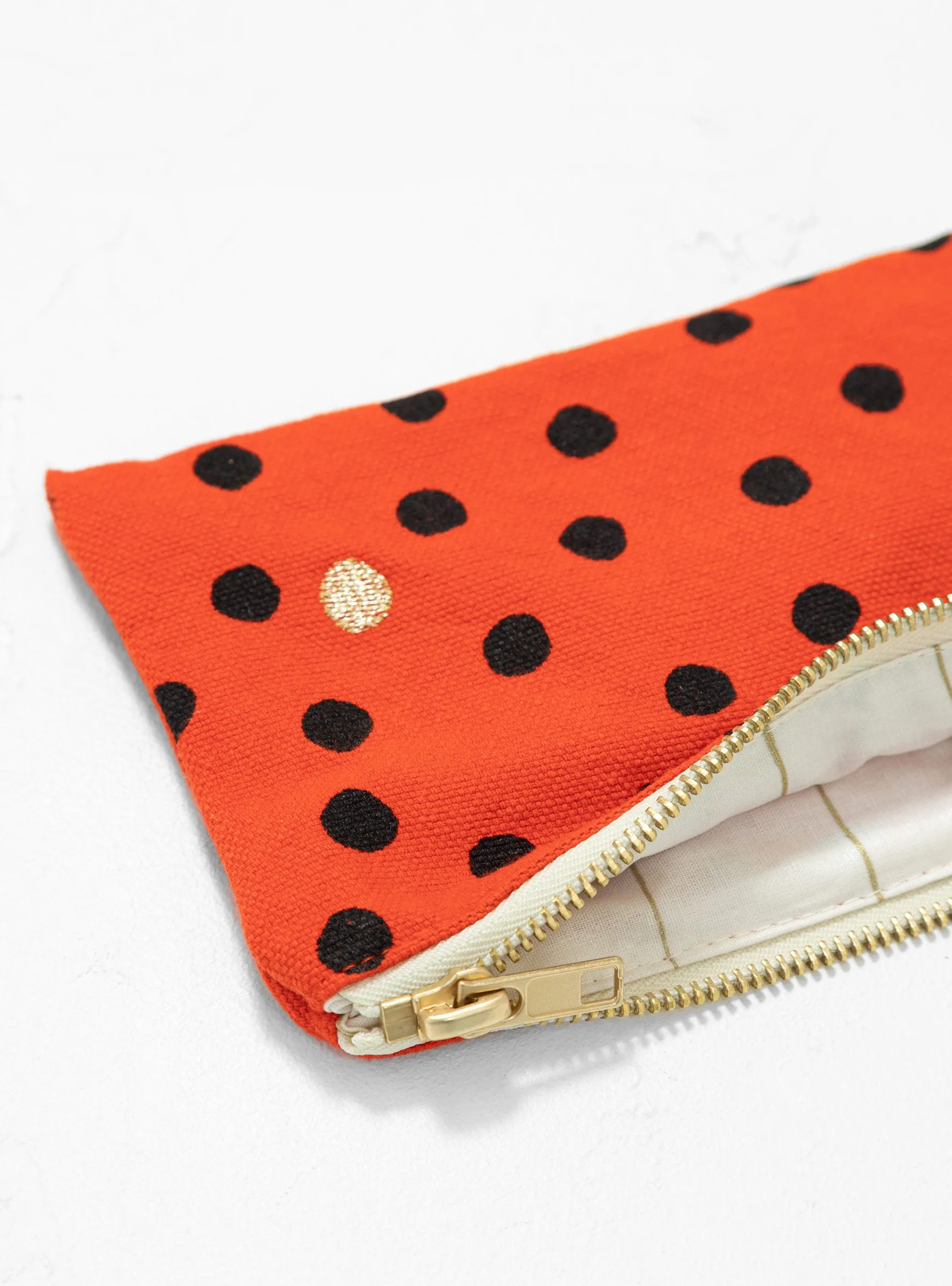 Polka Pouch S Tangerine Orange & Black