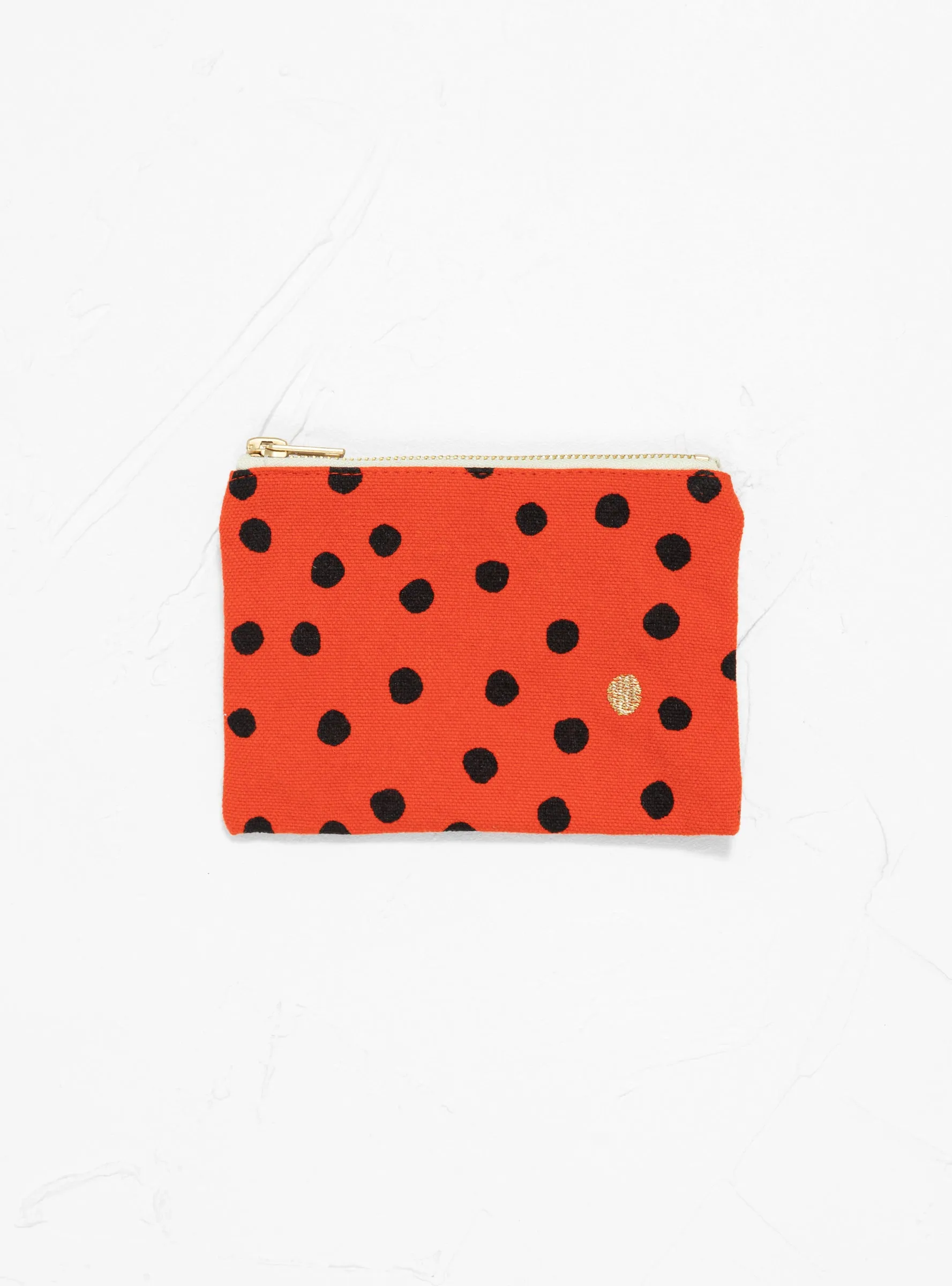 Polka Pouch S Tangerine Orange & Black