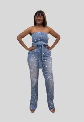 Rhinestone Halter Jumpsuit