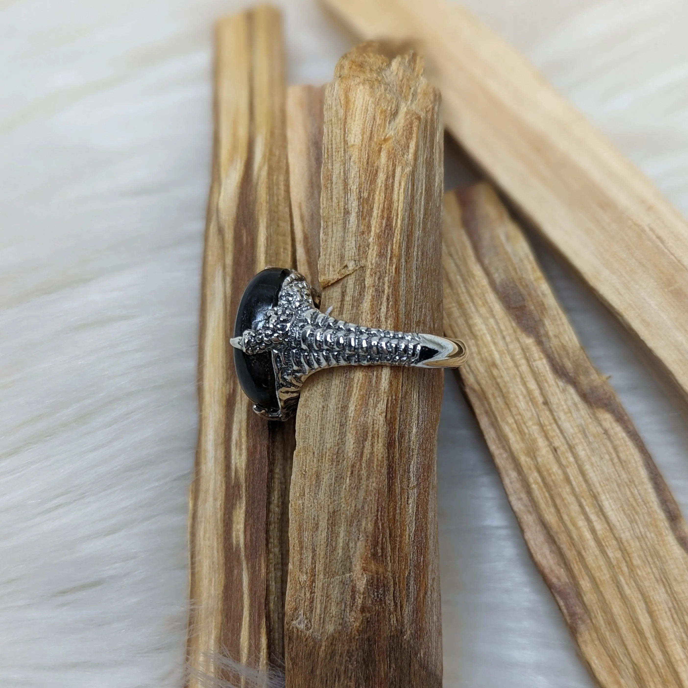 Sterling Silver Dragon Claw Ring Holding Labradorite Gemstone