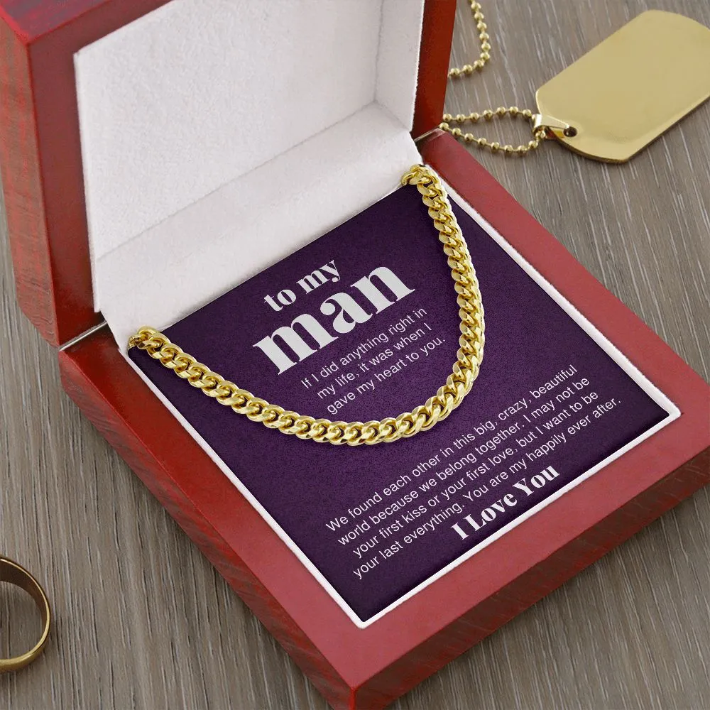 To My Man You Are My Happily Ever After For Boyfriend or Husband Gift Link Chain